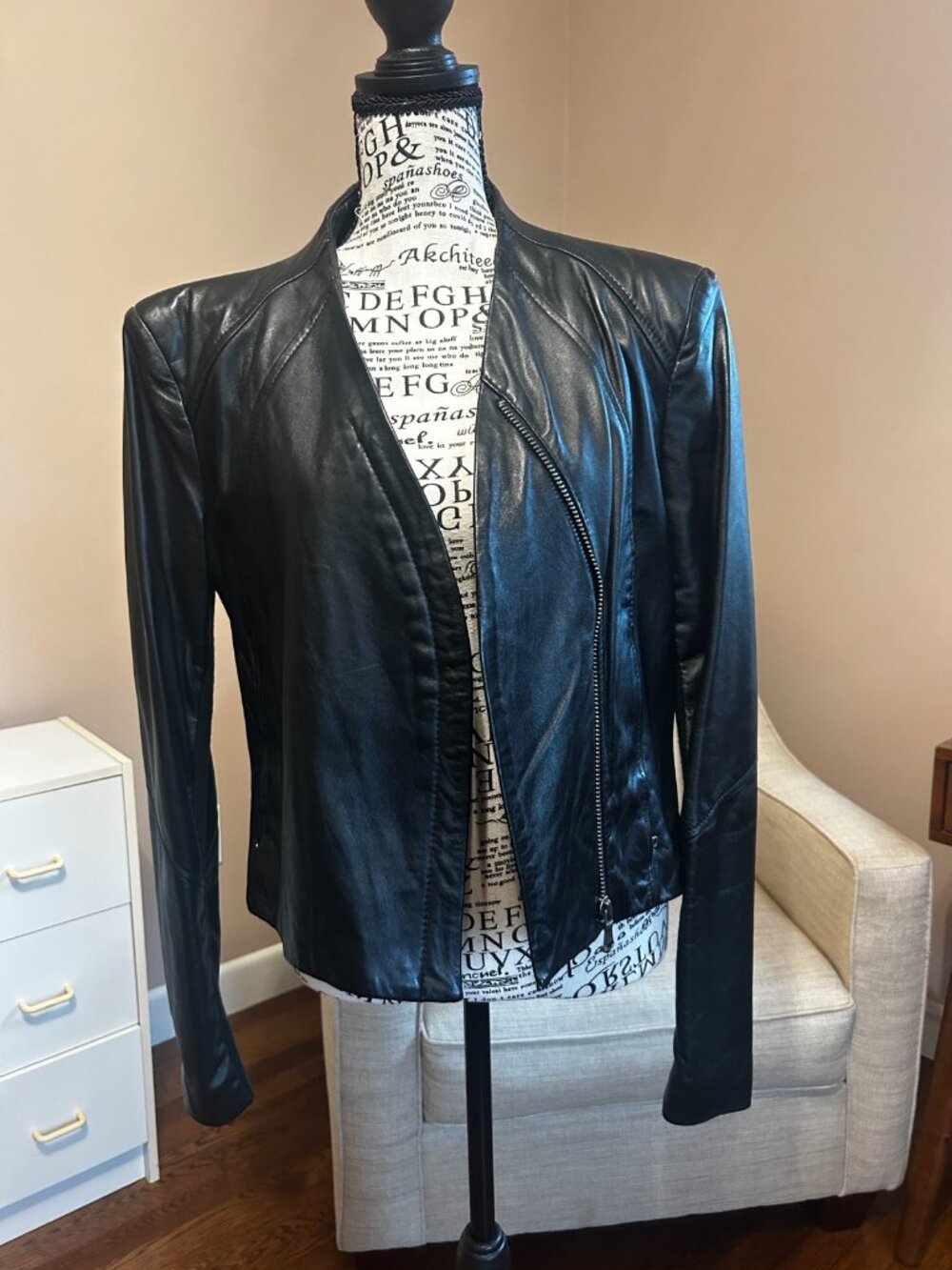 June Leather Moto Jacket Black L